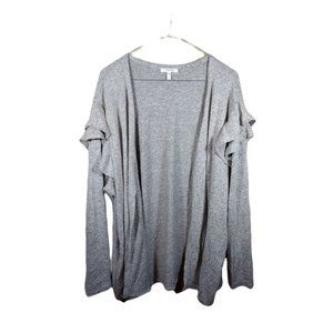 Maurices Knit Kimono Style Sweater Size 2 (XXL) Gray Ruffled Shoulders